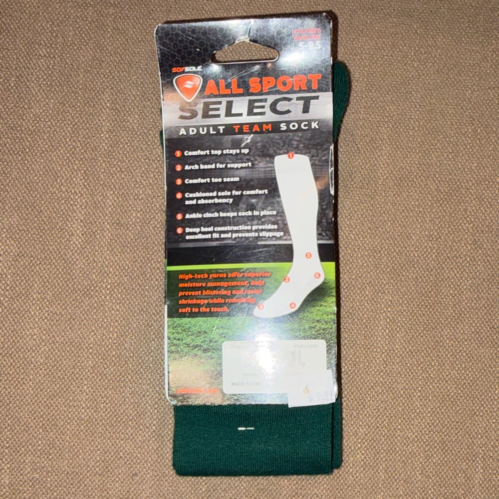 Sof Sole All Sport Select Men's Crew Sock Teal 2-Pack Size 5-9.5 NWT Athletic M - Picture 9 of 9